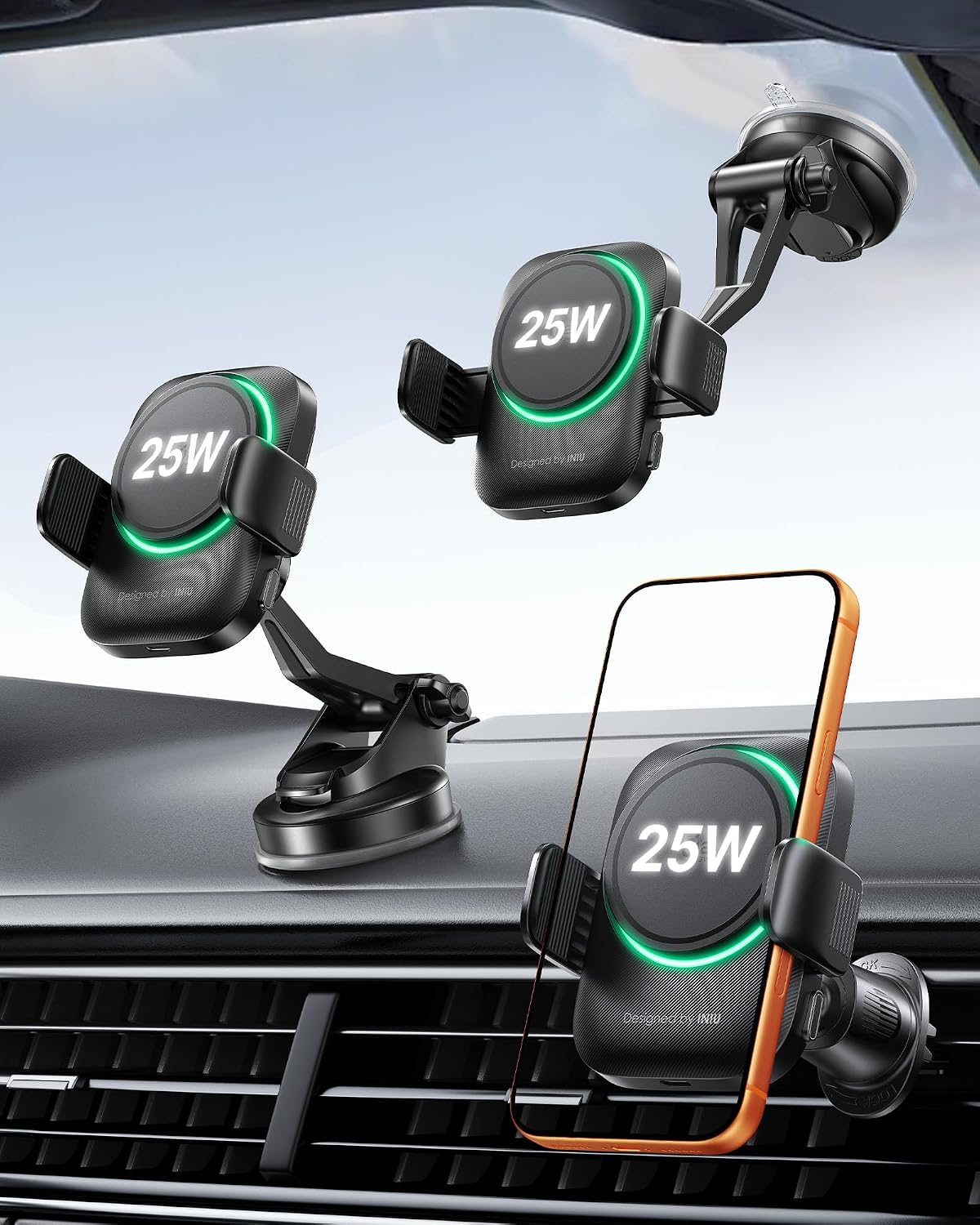 INIU MagSafe Car Mount Charger, Original Qi2.2 Certified 25W Fast Charging