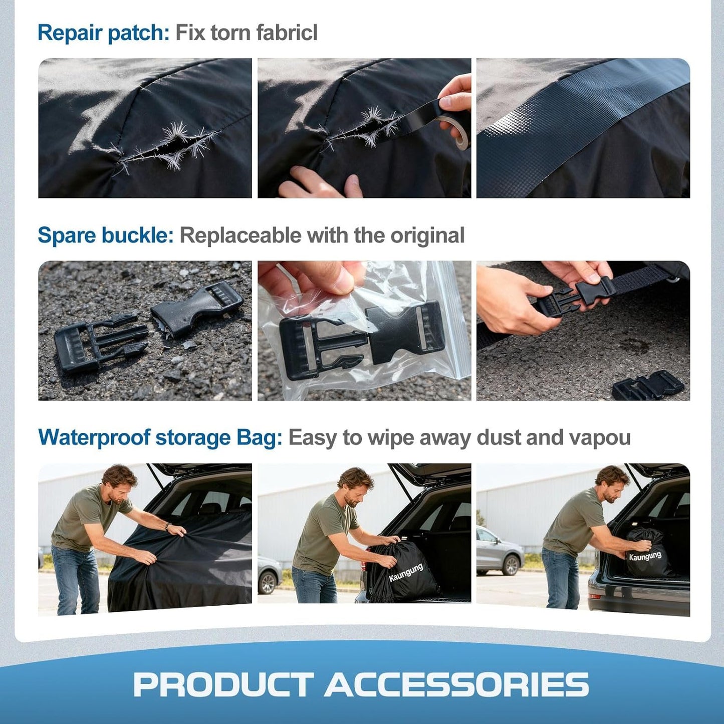 Kaugung 10 Layers Car Cover Custom Fit for Honda CRV CR-V (1995-2026), 100% Waterproof Full Exterior Cover with Vents, Towel & Repair Patches, Outdoor Rain Snow Sun UV Protection.