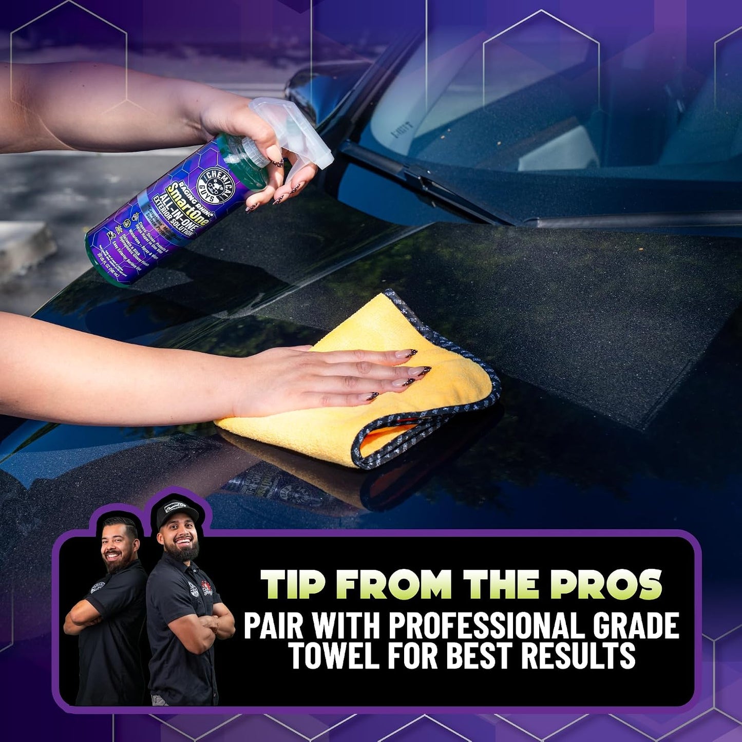 Chemical Guys Raging Rhino Waterless Car Wash And Quick Detailer Spray, No Rinse Exterior Cleaner For Paint, Glass, Wheels, Plastic, And Chrome, Spray And Wipe Shine, 20 Fl Oz