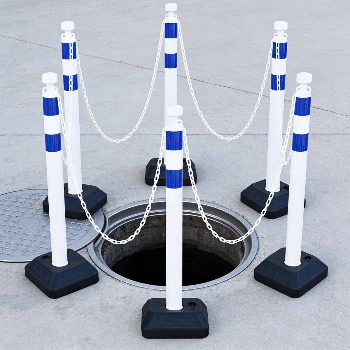 OrangeStar 6 Pack Traffic Delineator Posts, 40"Crowd Control Stanchions