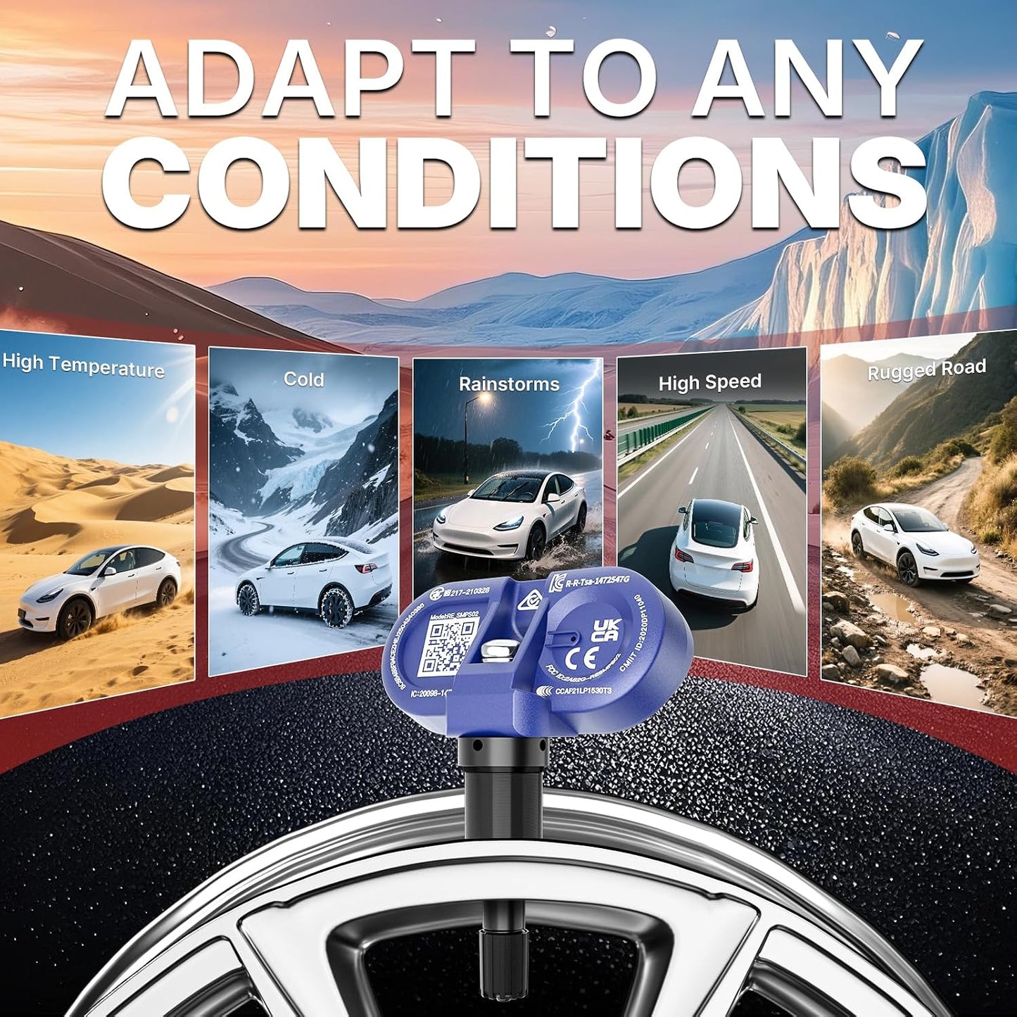 Richeer Upgraded Bluetooth TPMS Sensor for 2020-2025 Model 3, Model Y, Model S, Model X, Tire Pressure Monitoring Sensor Replacement OE# 1490701-00-B, 1490701-01-B, 1490701-01-C