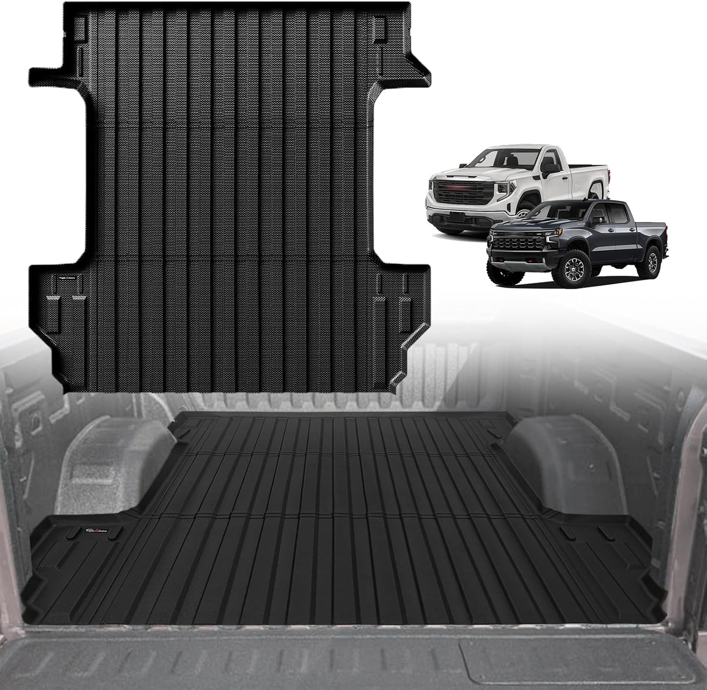 TripleAliners Truck Mat Compatible with 2019-2026 Chevy Silverado/GMC Sierra 1500 5.8FT Accessories, Truck Bed Mat Heavy Duty Custom Fit All Weather Protection TPE Pickup Bed Liner