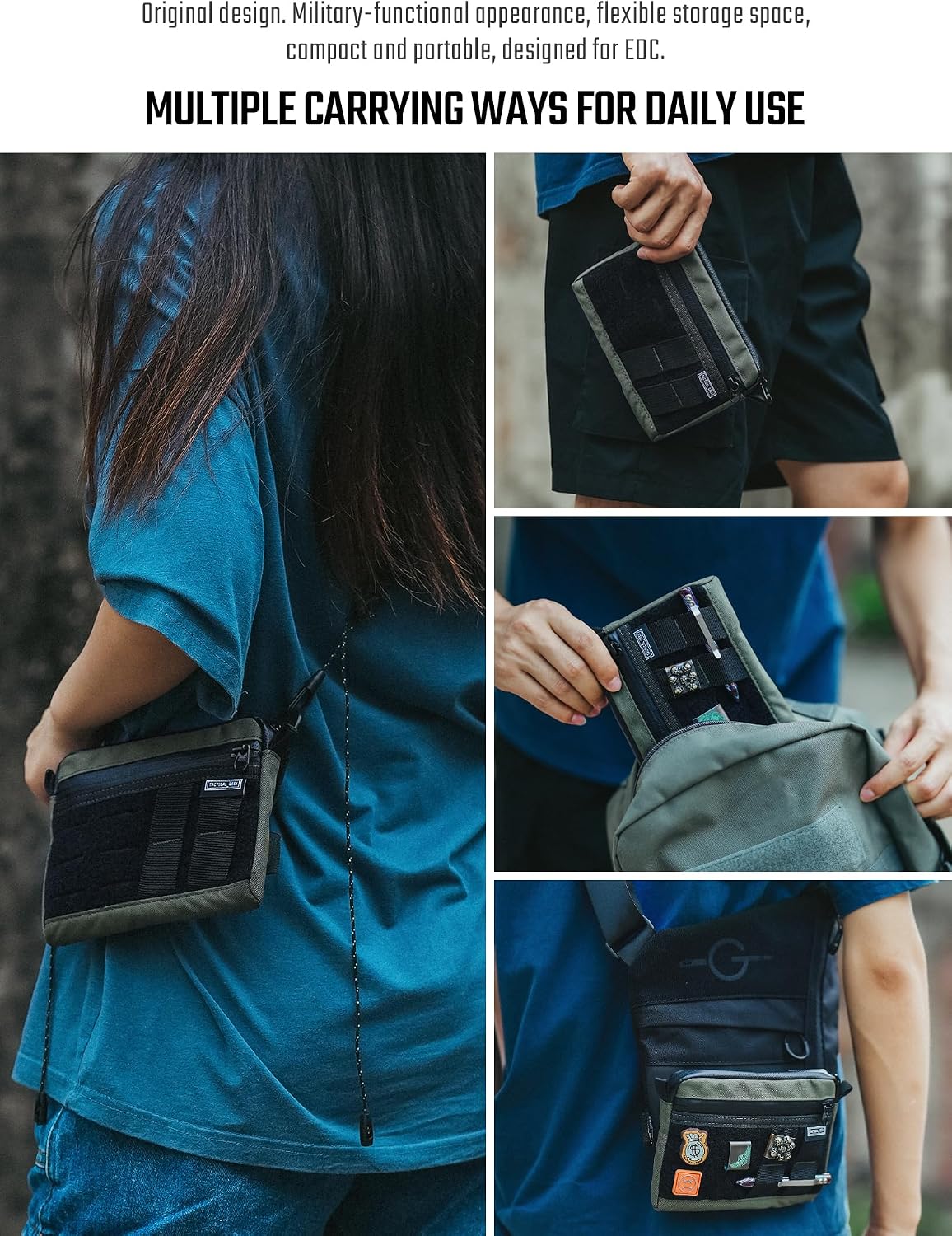 TACTICAL GEEK EDC Pouch Organizer, Nylon Multi-Functional Utility EDC Bag, Multi-Purpose Molle EDC Gadget Organizer, Multitools Pocket Organizer for Daily Carry