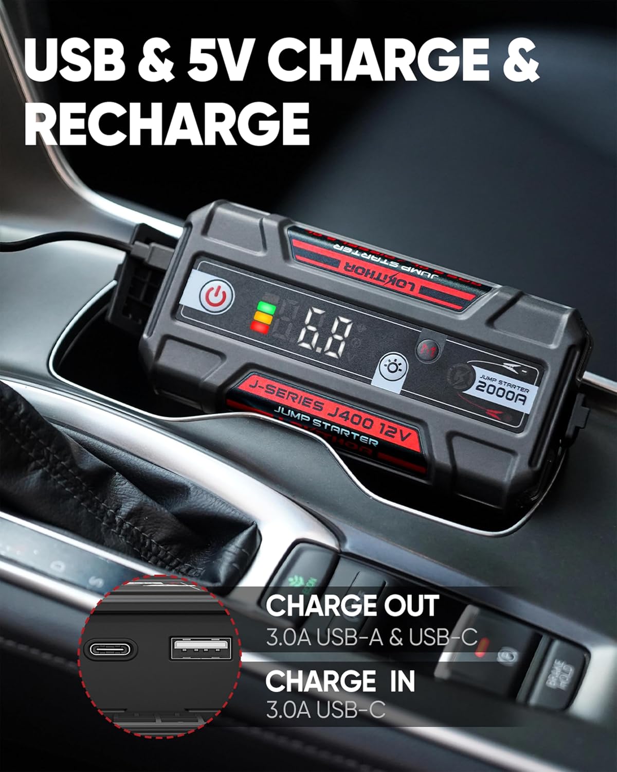 LOKITHOR J400 Portable Jump Starter for Upto 8.0L Gas & 6.0L Diesel Engines