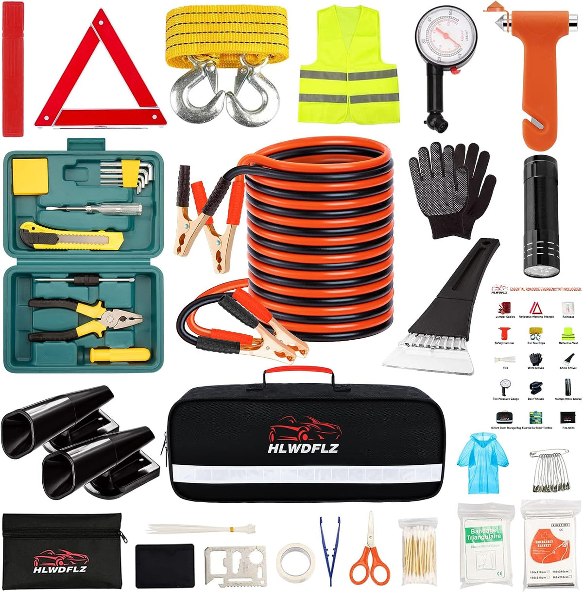 Car Roadside Emergency Kit - 86pcs Winter Traveler Safety Road Side Assistance Kits, Car Kit Essentials for Men, Women, Teen