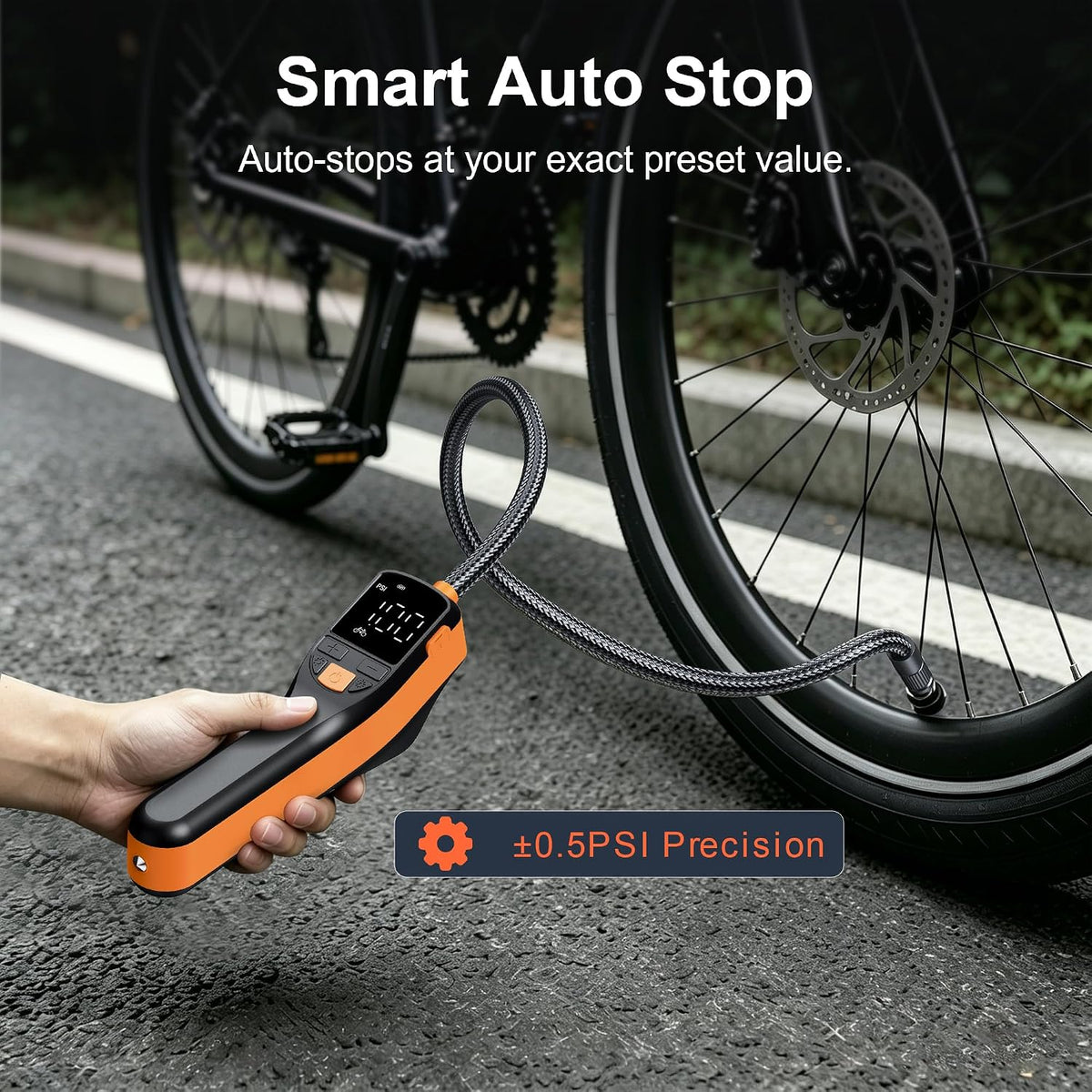 BEVA CAP02 Tire Inflator Portable Air Compressor, Fast Inflation Bike Pump with Digital Pressure Gauge and LED Light, 150PSI Portable Air Pump for Car Tires, Motorcycle, Bike, Ball