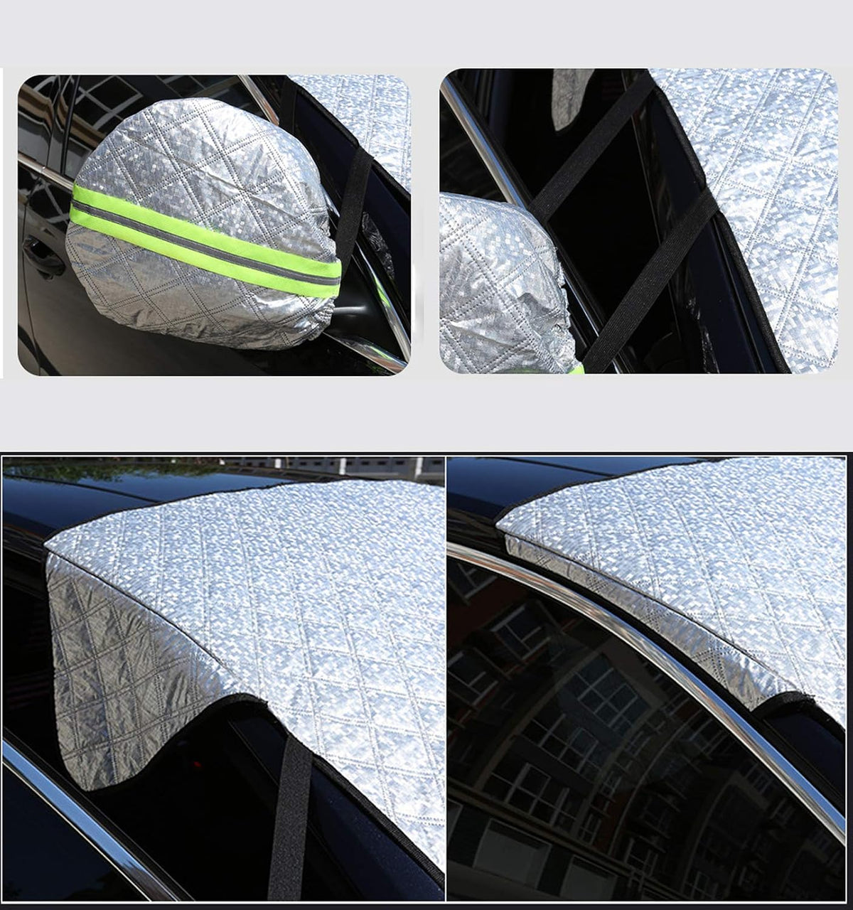 Car Windshield Snow/Sun Cover Aluminum Foil Multi Layers Thickened Magnetic Wipers Protection for Most Sedan Truck Van SUV