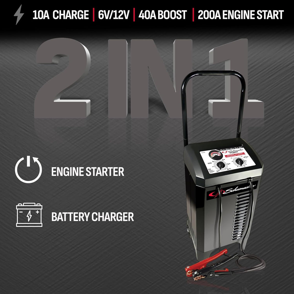Schumacher Electric Wheeled 10A Car Battery Charger & Maintainer – SC1446