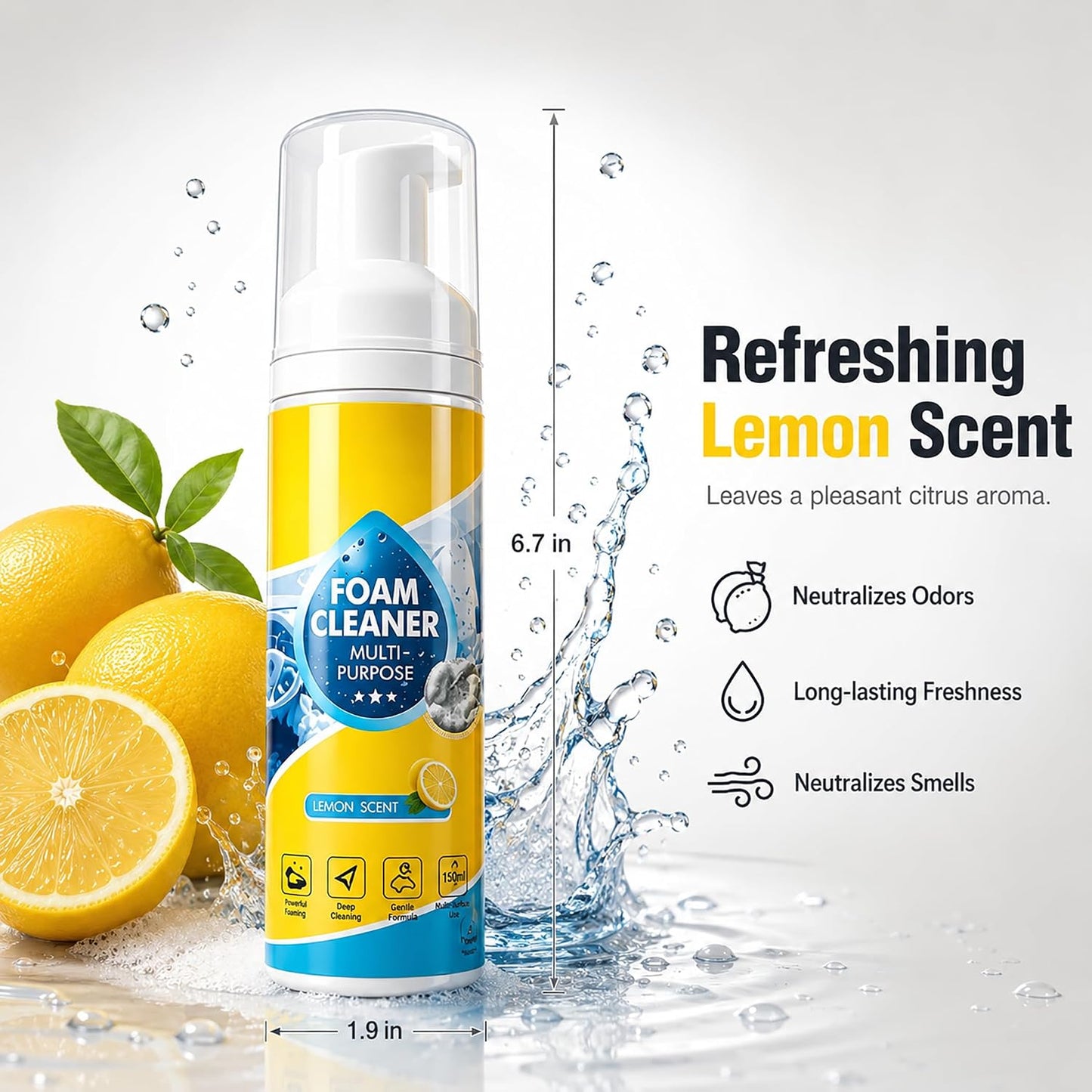 4-in-1 No-Rinse Foam Cleaner, Auto Go Foam Cleaner Multi Purpose All Purpose Spray for Interior Car &amp; Sneaker Cleaner, Car Seat, Upholstery, Sofa, Kitchen, Bathroom, Tile, Home, Fabric &amp; Home Care