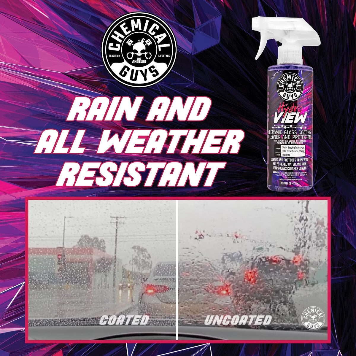 Chemical Guys, HydroView Ceramic Glass Cleaner & Coating for Windows, 16 oz