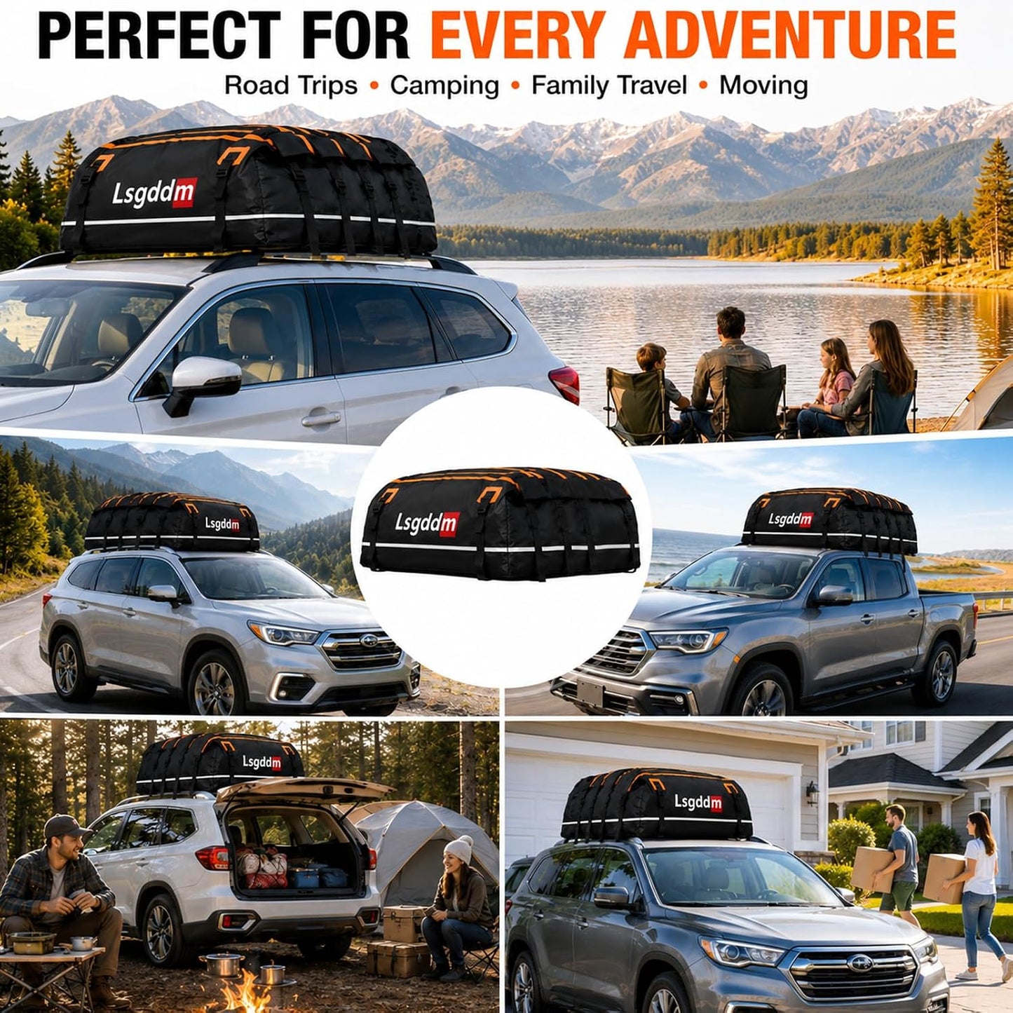 Car Roof Cargo Carrier 15/21 Cubic Feet – Extra Storage for Travel, Waterproof Rooftop Bag, Fits All Vehicles with or Without Roof Rack (21 Cu Ft)