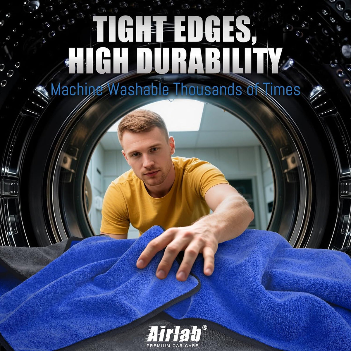 Airlab Microfiber Towels Cars Wash Drying Cleaning Cloth, Blue & Grey