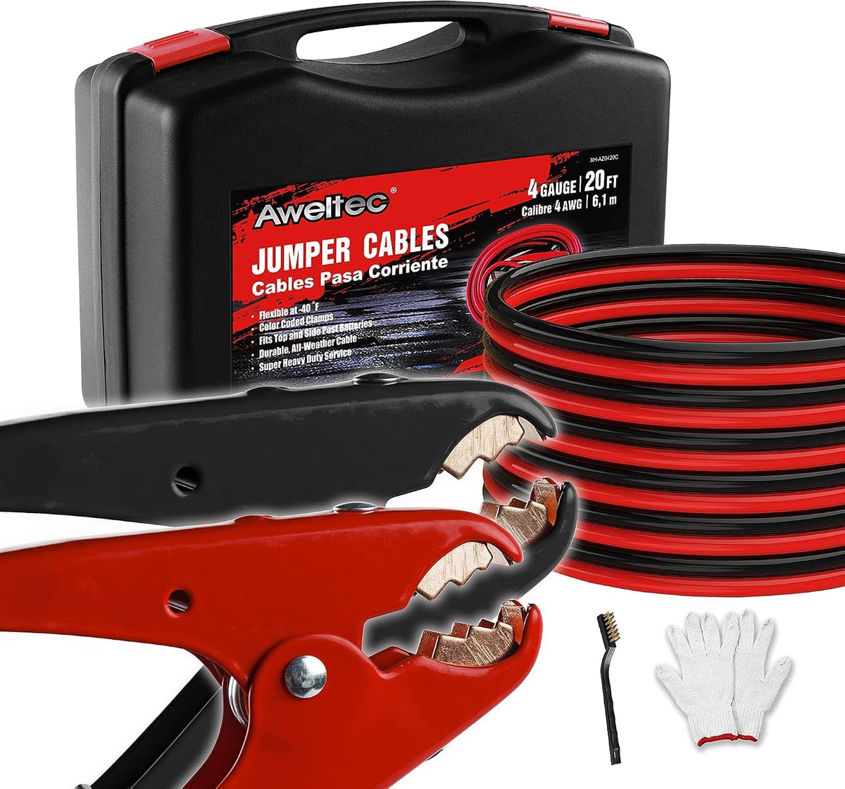 All Copper 4 Gauge 20 Feet Jumper Cables,Heavy Duty Jumping Wires