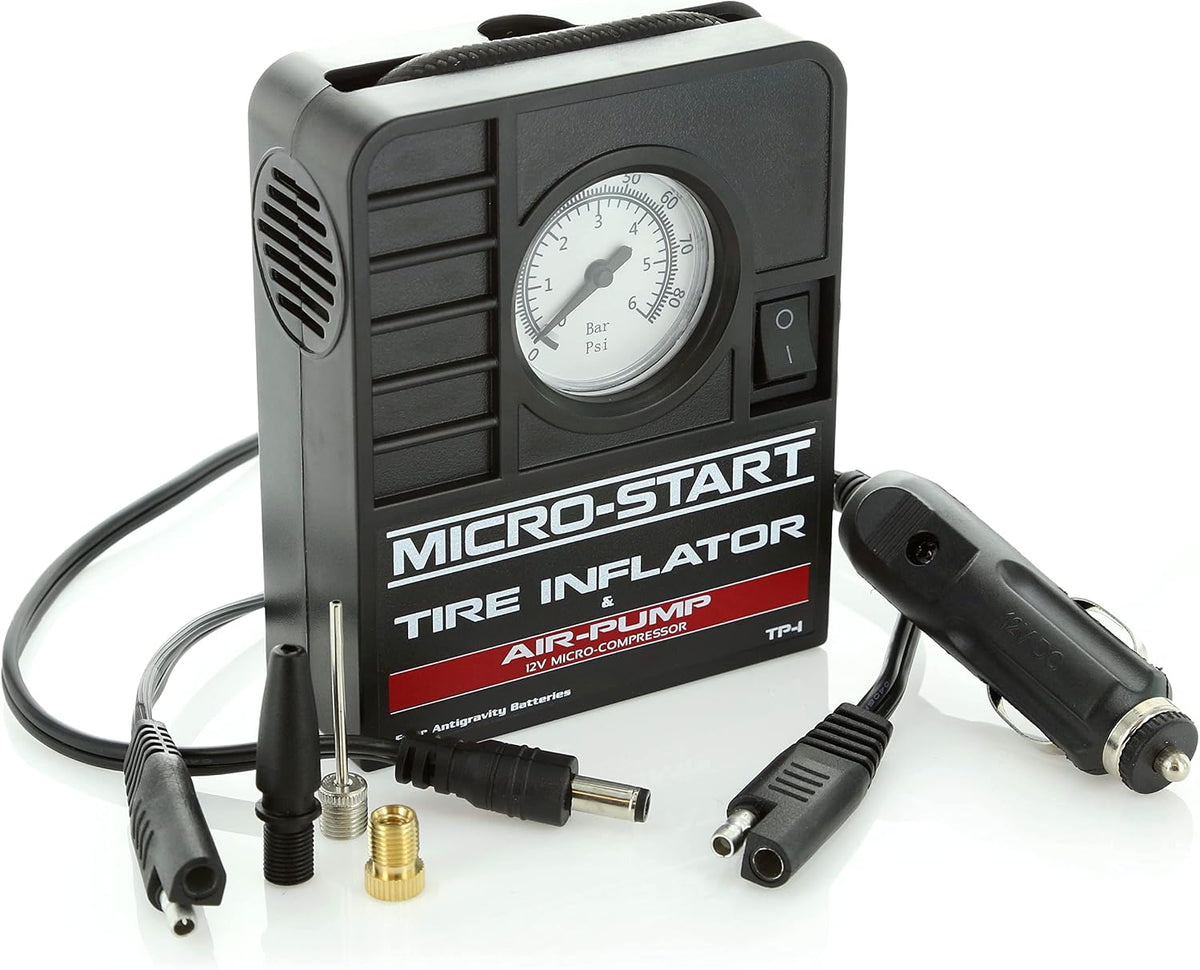 Antigravity Batteries Mini Tire Inflator for use with Motorcycles, ATV, UTV, Bikes,Small Cars. Easy to Carry for ADV and Touring Bikes