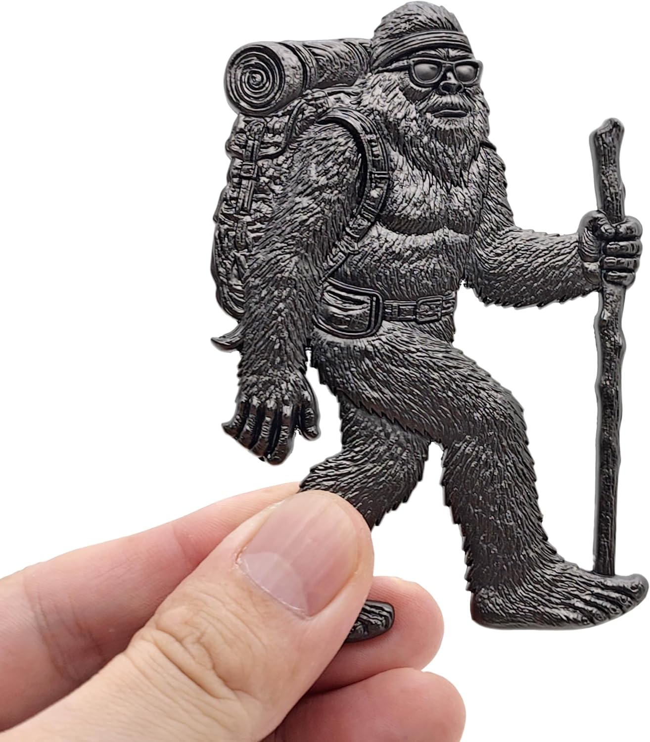 Bigfoot Camping Emblem – 3D Metal Sasquatch Badge for Cars, Campers, and Coolers (Black)