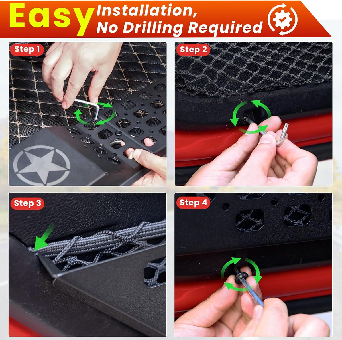 Eamplest Metal Front Door Storage Box for Jeep Wrangler JL JLU 2018-2026