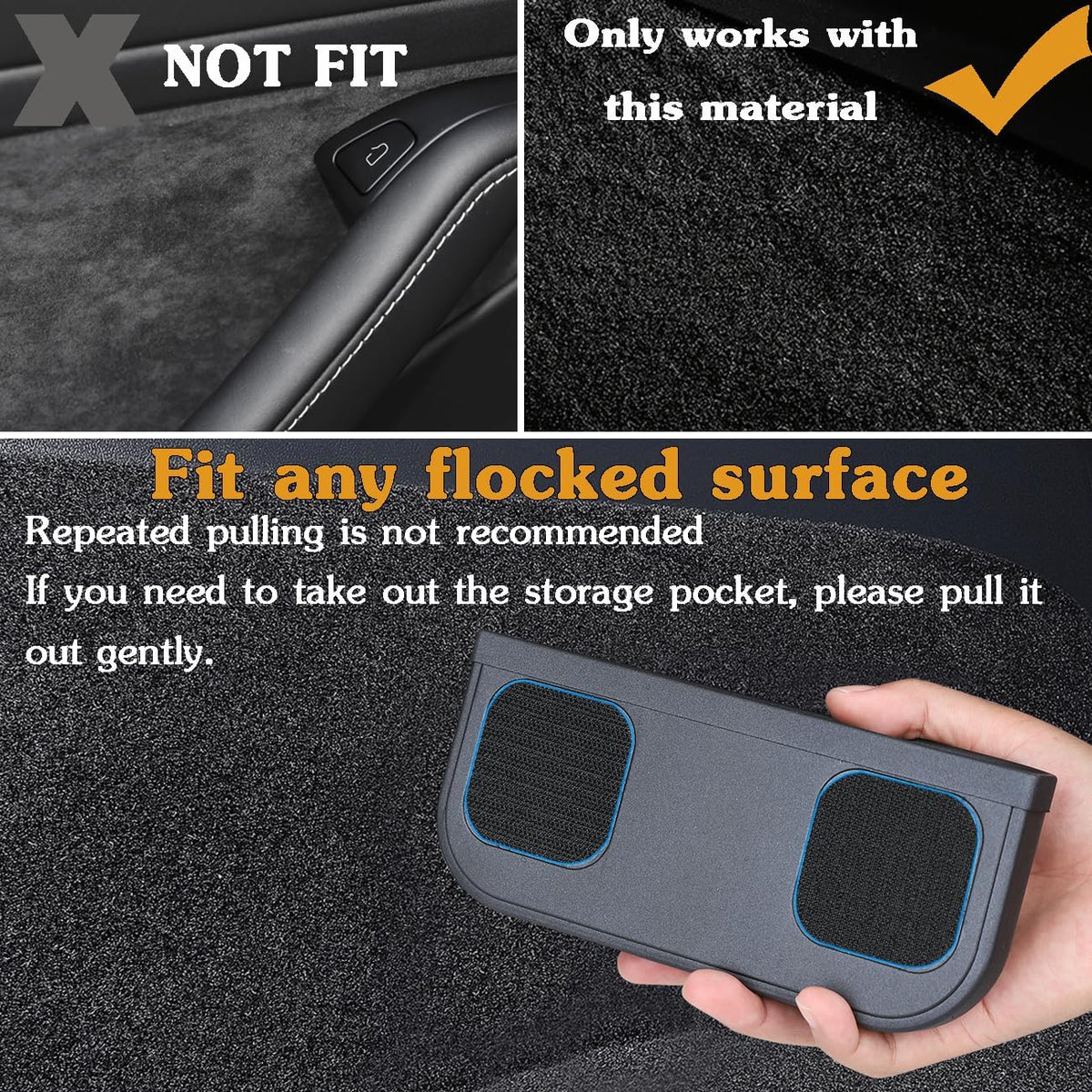 for Tesla Model Y 3 Sunglasses Holder Center Console Organizer Tray Storage Box Key Card Coin Holder Silicone Hook for Flocking Tesla Accessories