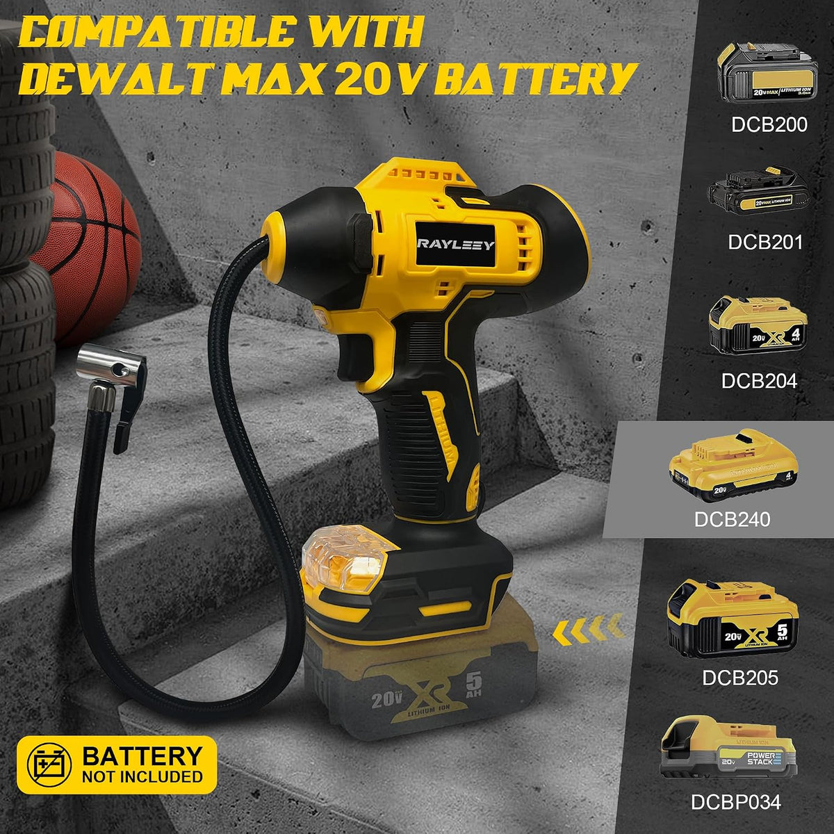 160PSI Tire Inflator Cordless for Dewalt 20V Max Battery, Tool Only