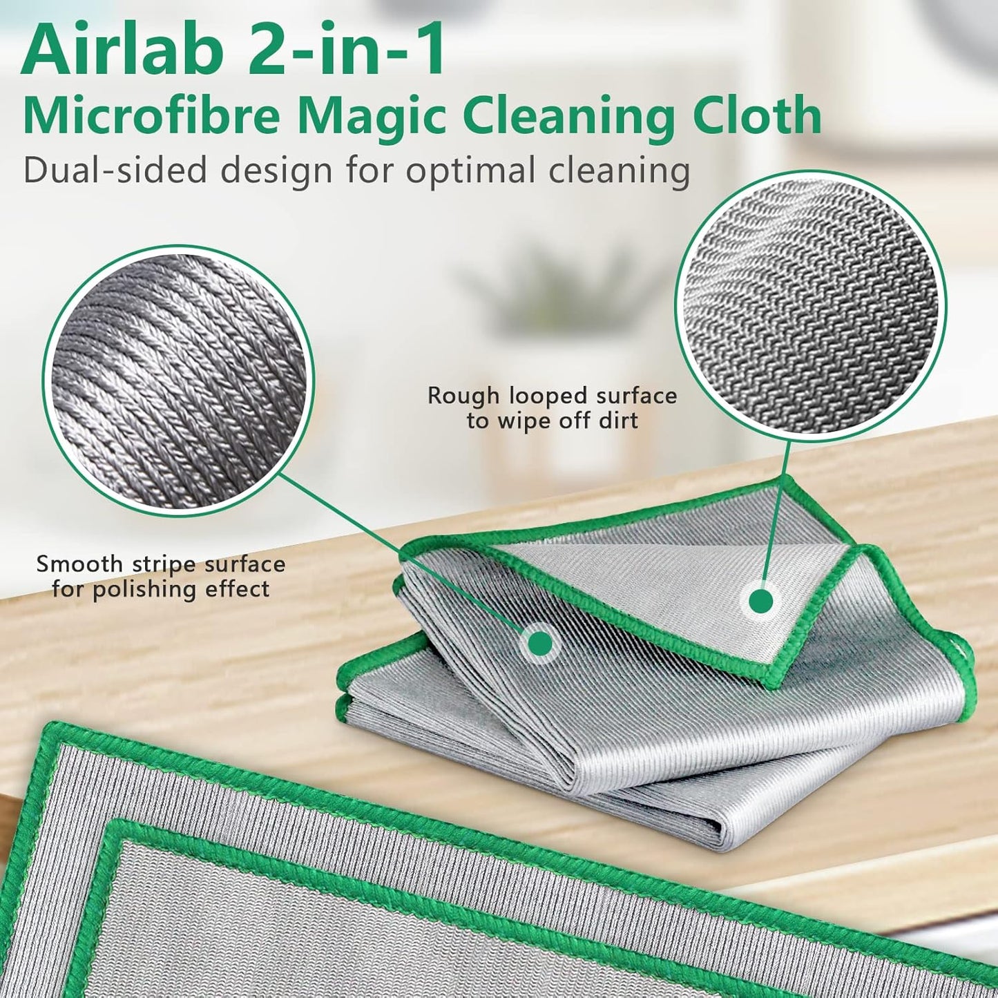 Airlab Glass Polishing Cloth Lint Free Microfiber Cleaning Rags, Pack of 6 and Microfiber Towels for Cars Wash & Drying All-Purpose Cleaning Cloths, Pack of 8