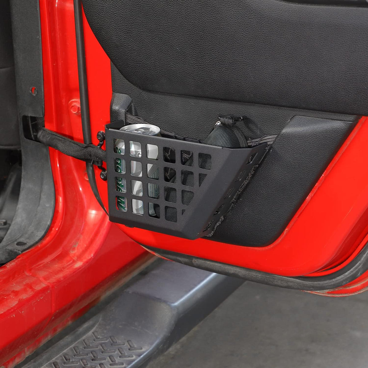 Hoolcar Rear Door Storage Pockets, Door Side Insert Organizer Box Metal Door Net Pocket Replacement Compatible with 2011-2017 Jeep Wrangler JKU, Interior Storage Expansion Accessories, Cut-Out, 2PCs