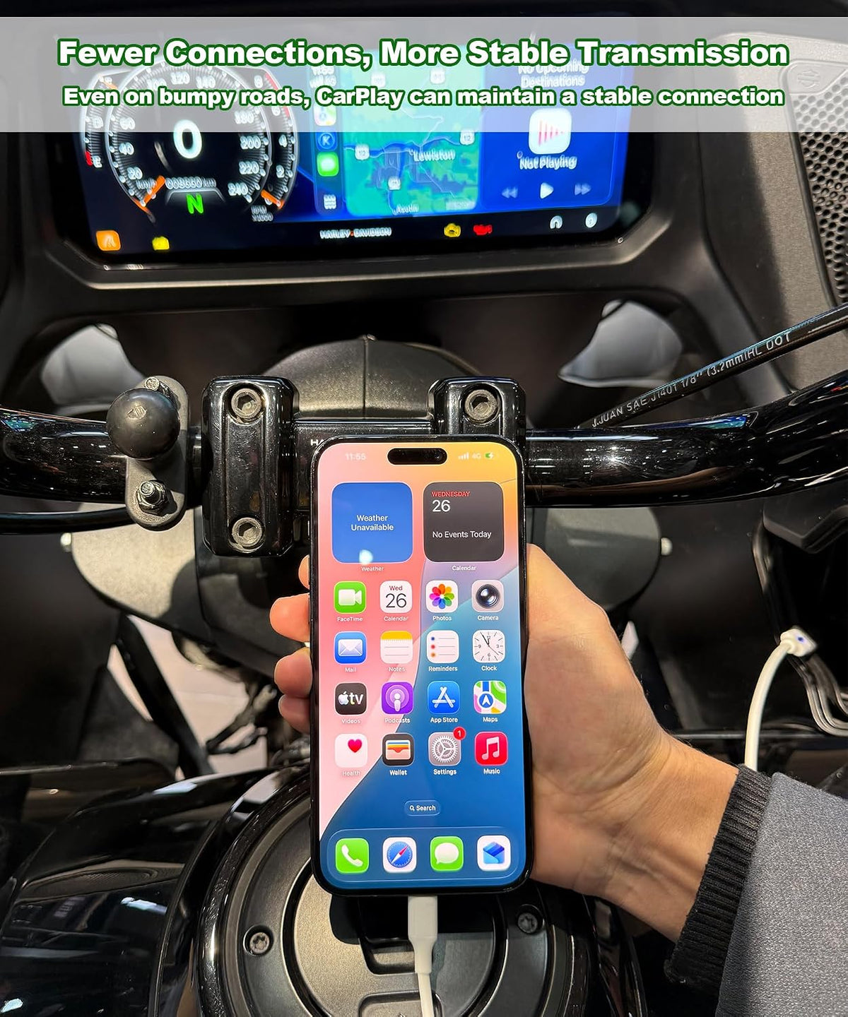 USB-A to C Bypass Bluetooth Headset CarPlay Cable for Motorcycle
