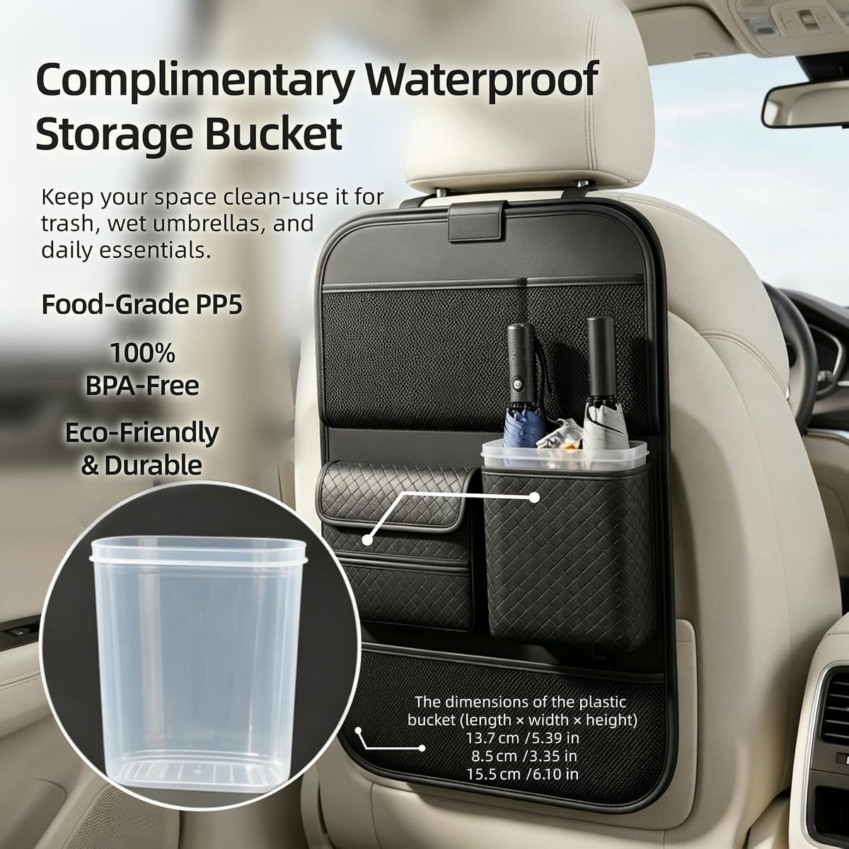 Car Seat Back Organizer with Foldable Tray, Tablet Holder & Pockets