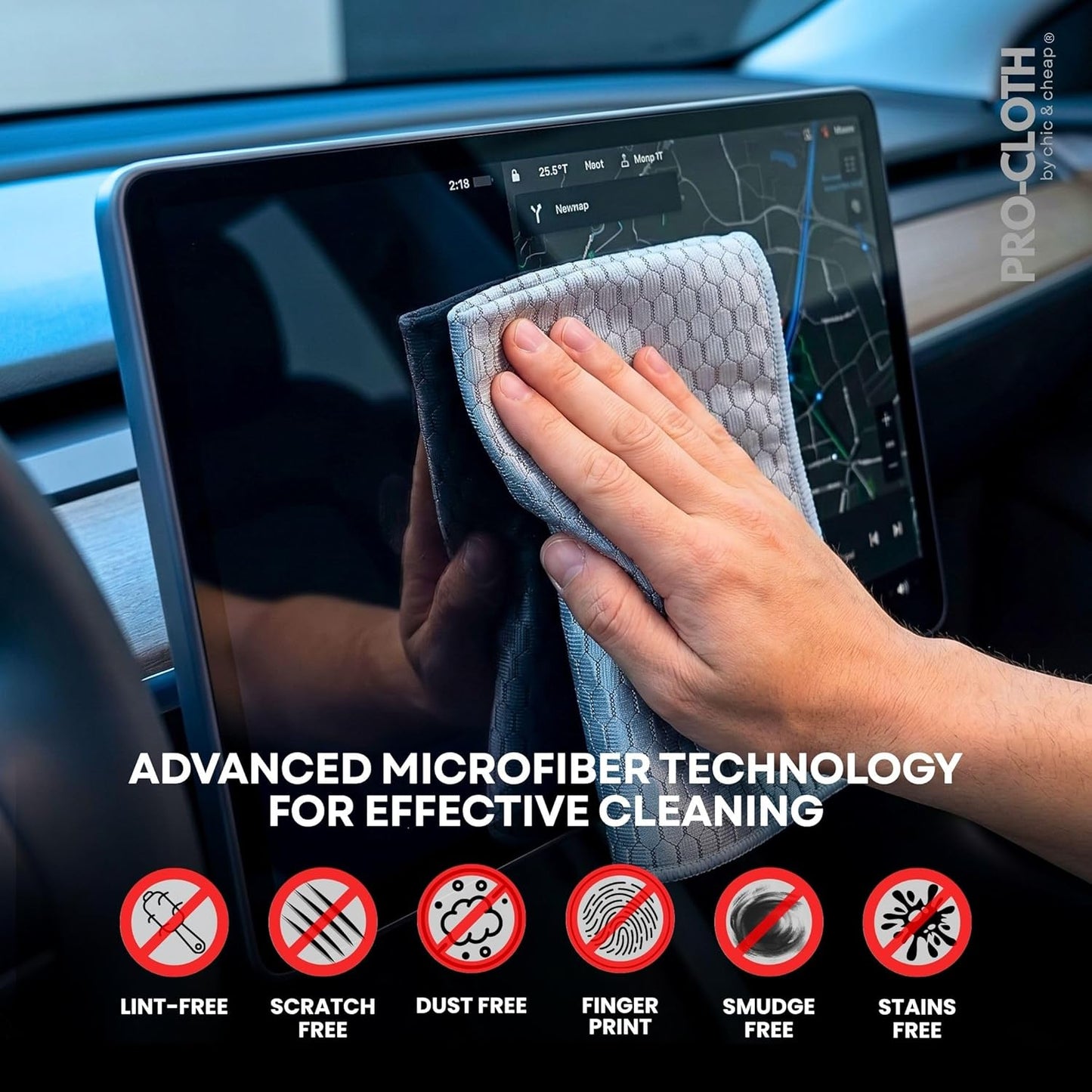PRO-CLOTH Glass Cleaning Cloths – 6 Premium Honeycomb Microfiber Towels (12"x16") for Windows, Mirrors & Screens – Water Only Lint & Streak-Free Cloths for Home & Car + Bonus Mini Silicone Squeegee