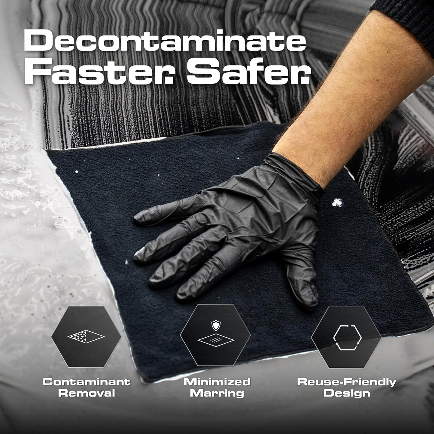 Blackline Clay Towel - Auto Detailing Synthetic Clay Towel - Decontaminate Paint and Glass for Smooth Washing - Great and Effective for Car, Truck, SUV - 12" x 12"