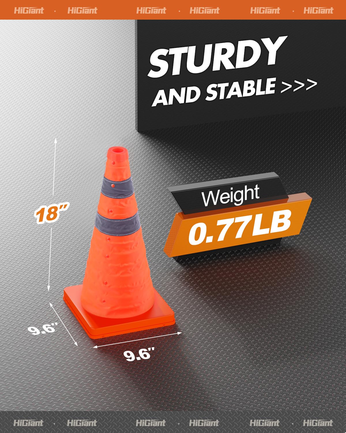 HiGiant 6 Pack 18" Collapsible Traffic Safety Cones, Orange Cones