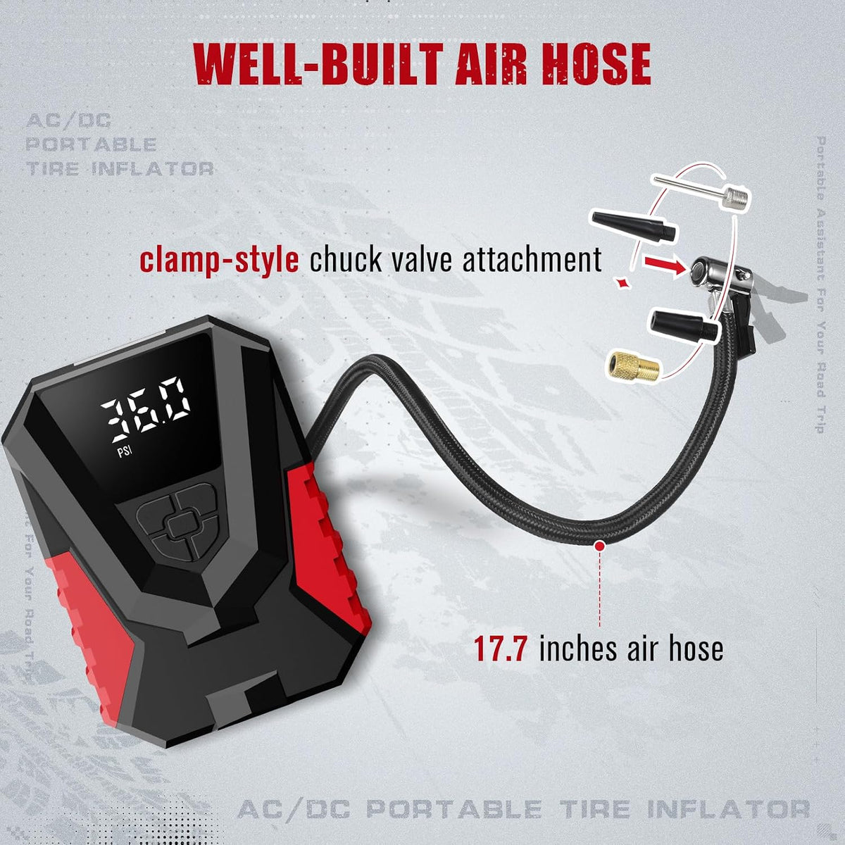 AVID POWER Tire Inflator Portable Air Compressor, 12V DC/110V AC, Compact