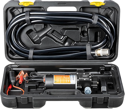 12V Fuel Transfer Pump, 90 GPH Electric Gas & Diesel Pump Kit with Carrying Case, 80W Portable Fuel Pump for Cars, Boats, UTVs & Tractors (Hose & Filter Included)