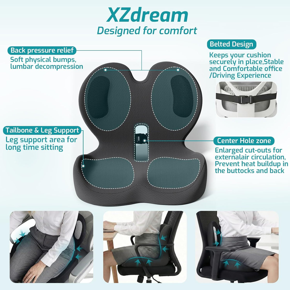 Ergonomic Seat Cushion & Lumbar Support Pillow for Office,Car
