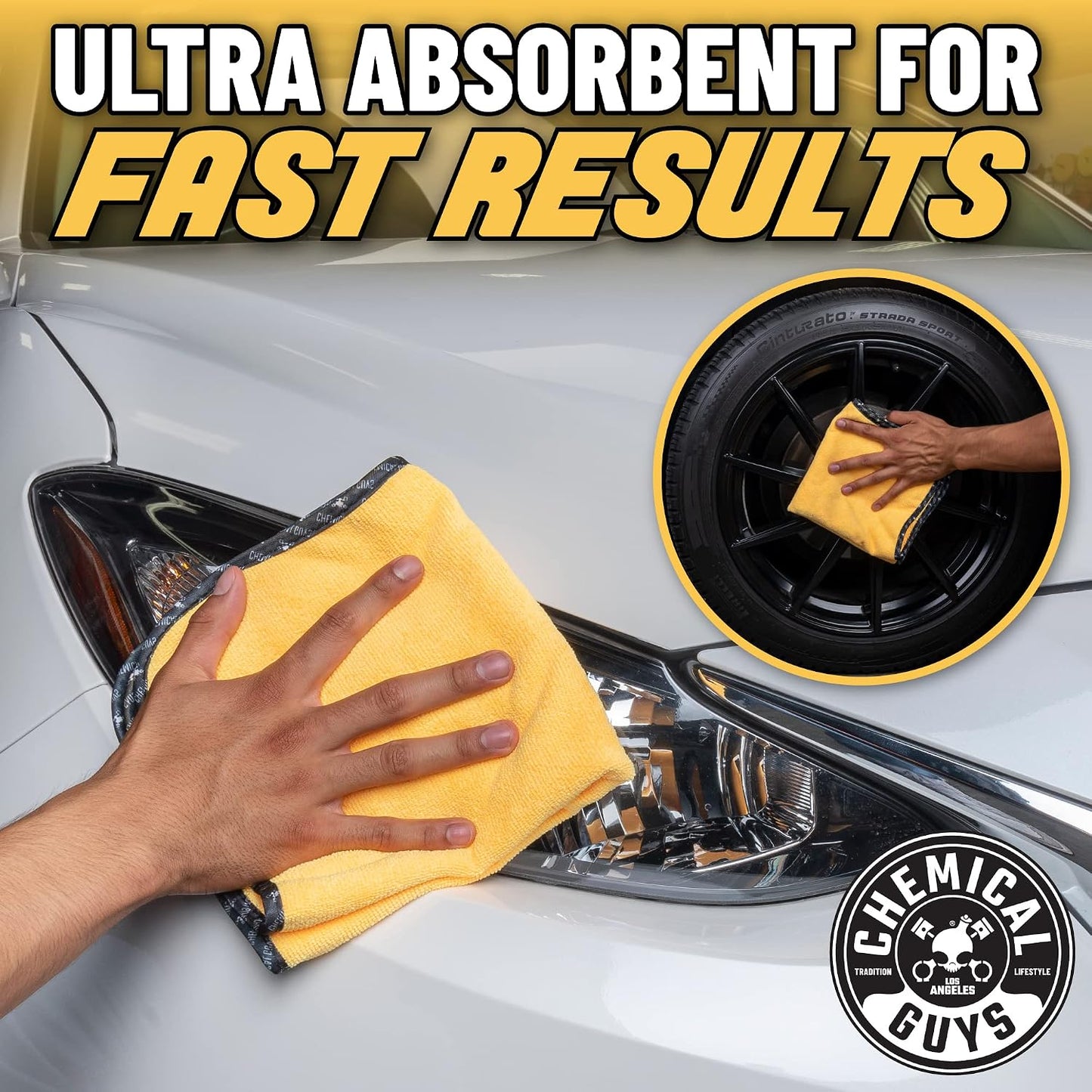 Chemical Guys, Professional Microfiber Towels, 16 x 16 in, Gold, 3 Pack | Ultra-soft, scratch-free towels to buff wax, dry panels and clean glass and interiors, machine washable