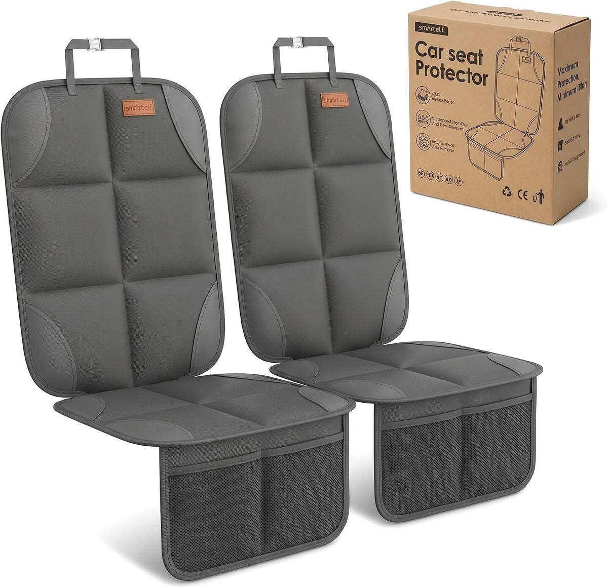 SMART ELF 2 Pack in Gift Box Car Seat Protector (Dark Gray)