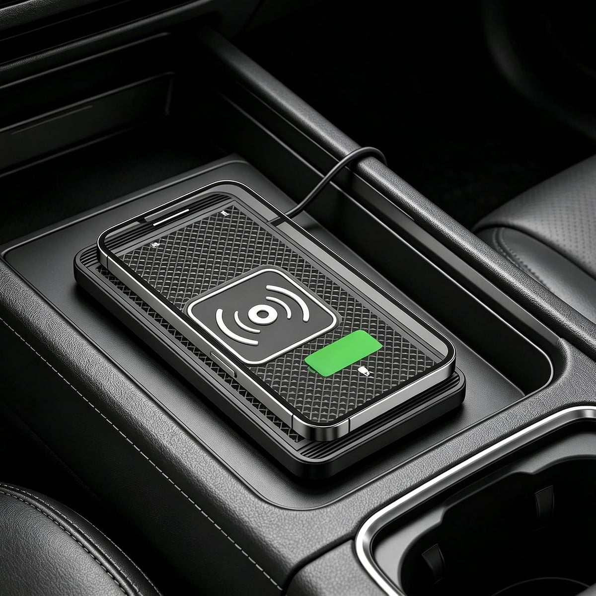 Wireless Charger Car Charging Pad 15W Fast Car Wireless Charger Pad, 15W Fast Charging, Anti-Slip, Universal Qi Compatible with iPhone and Wireless Charging Phones, Black(USB-C)