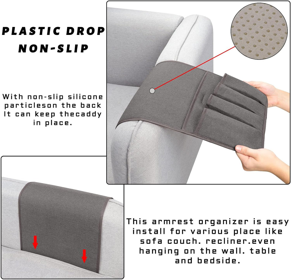 Remote Control Holders for Armchairs, Couch Caddy, Featuring Non-Slip Bases