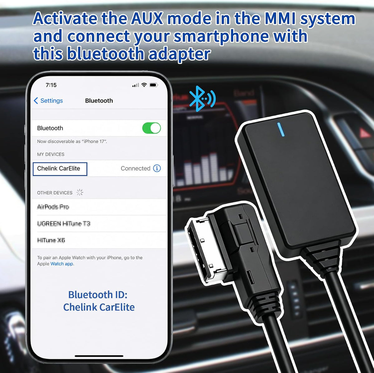 AMI Bluetooth Audio Adapter for Audi MDI MMI 3G System Bluetooth 5.0