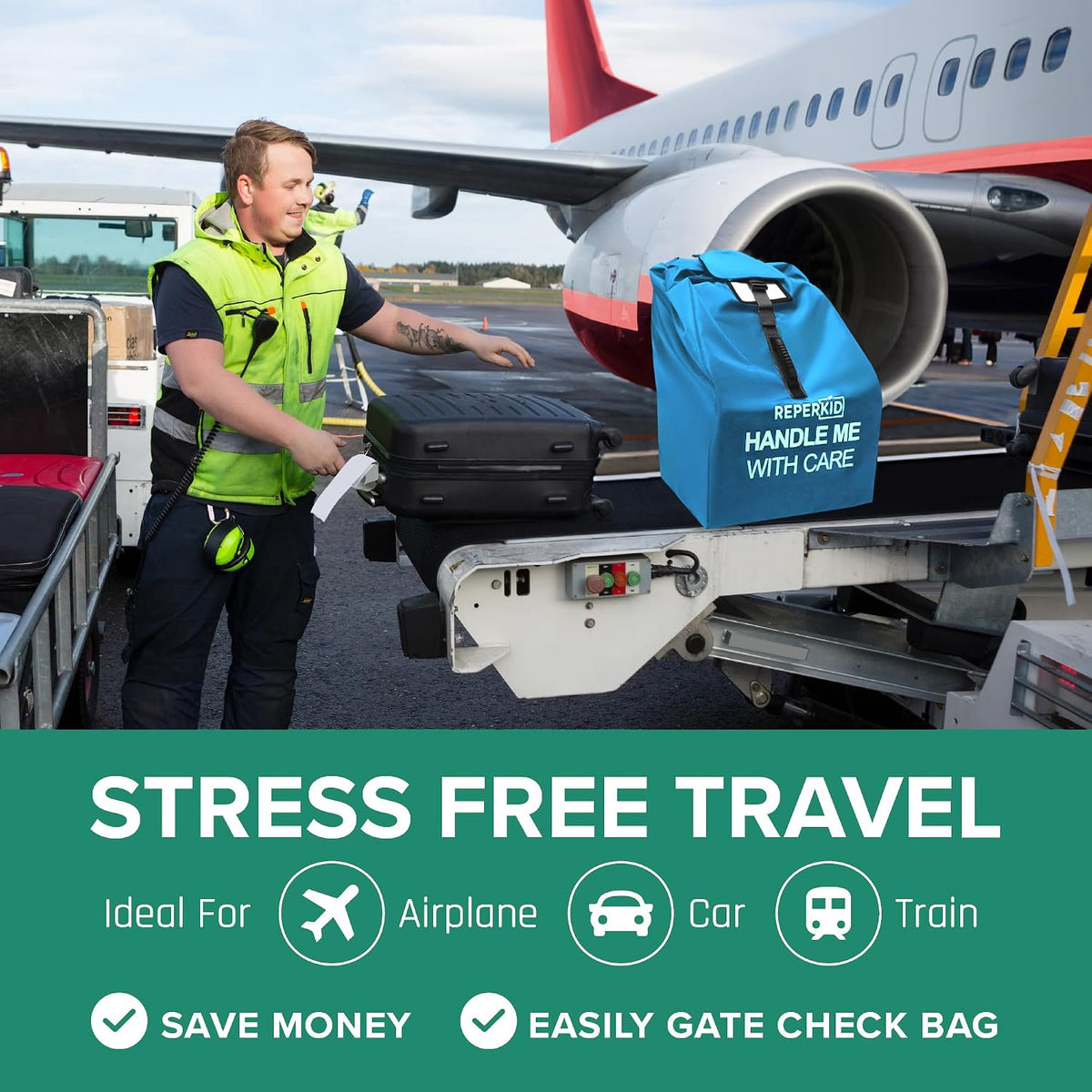 Car Seat Travel Bag for Airplane, Backpack Straps, Fits Most Car Seats