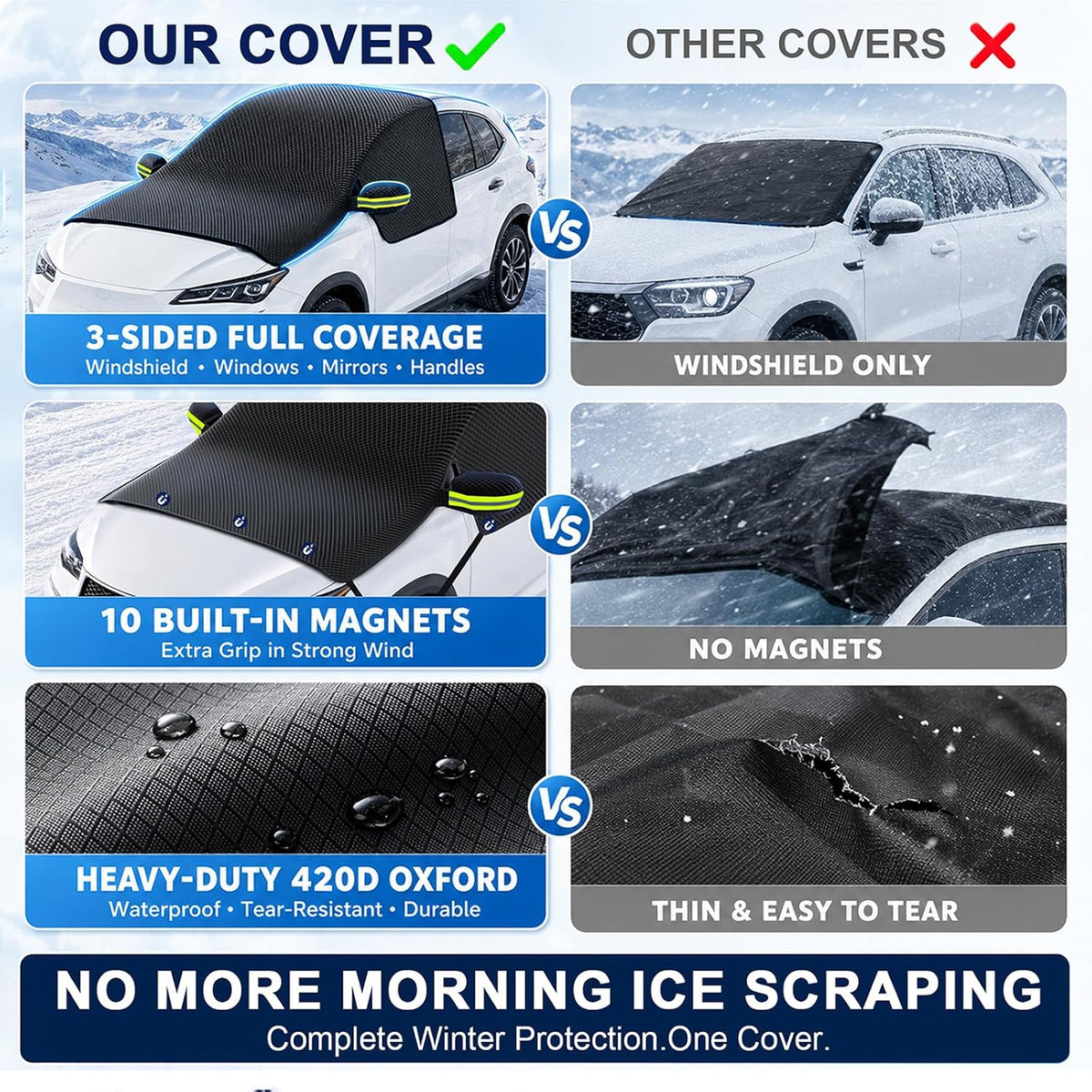 Windshield Cover for Ice and Snow, Magnetic Hail Oversize 120"x57"
