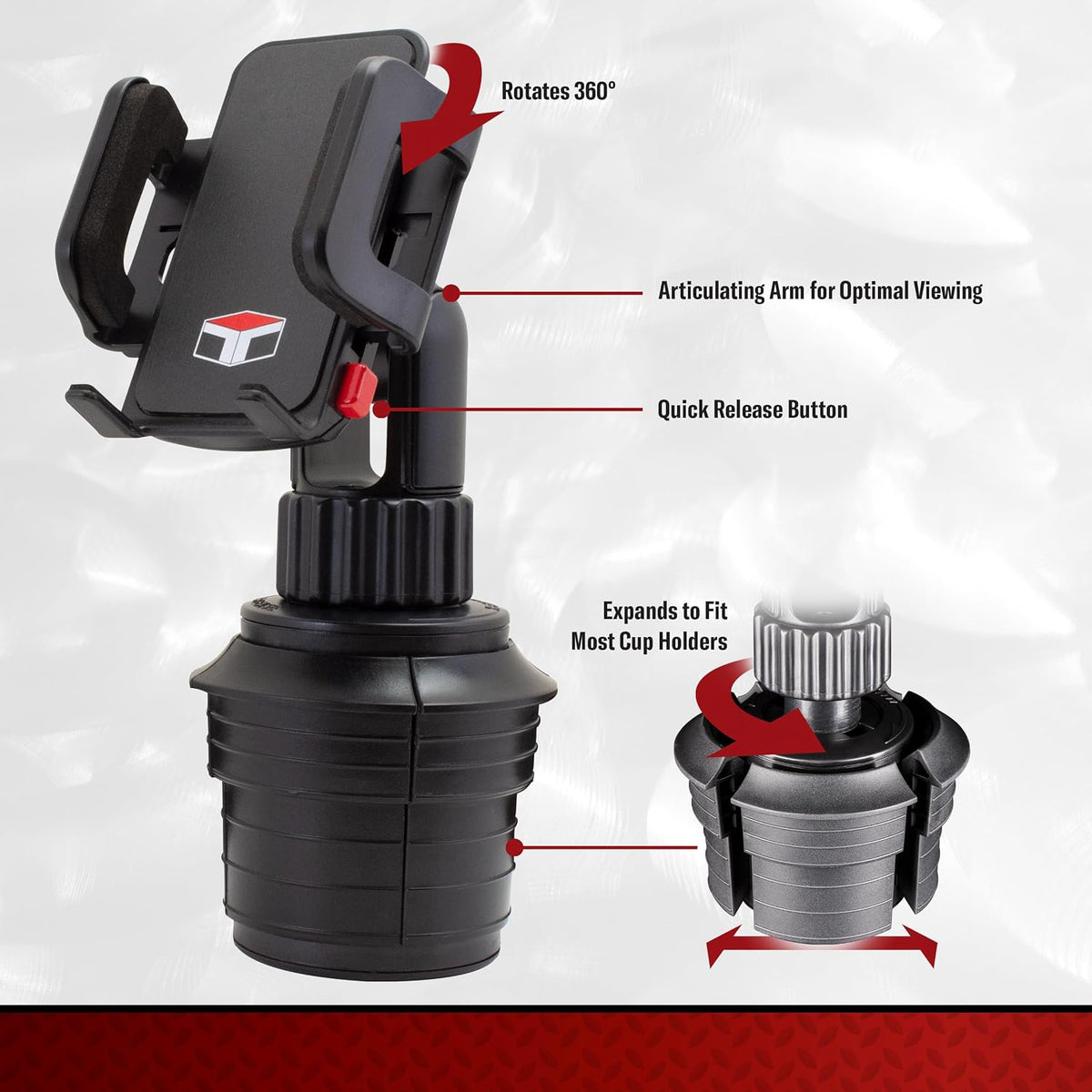 Tuff Tech Cradle Cup Mount Phone Holder, Fits Most Smartphones