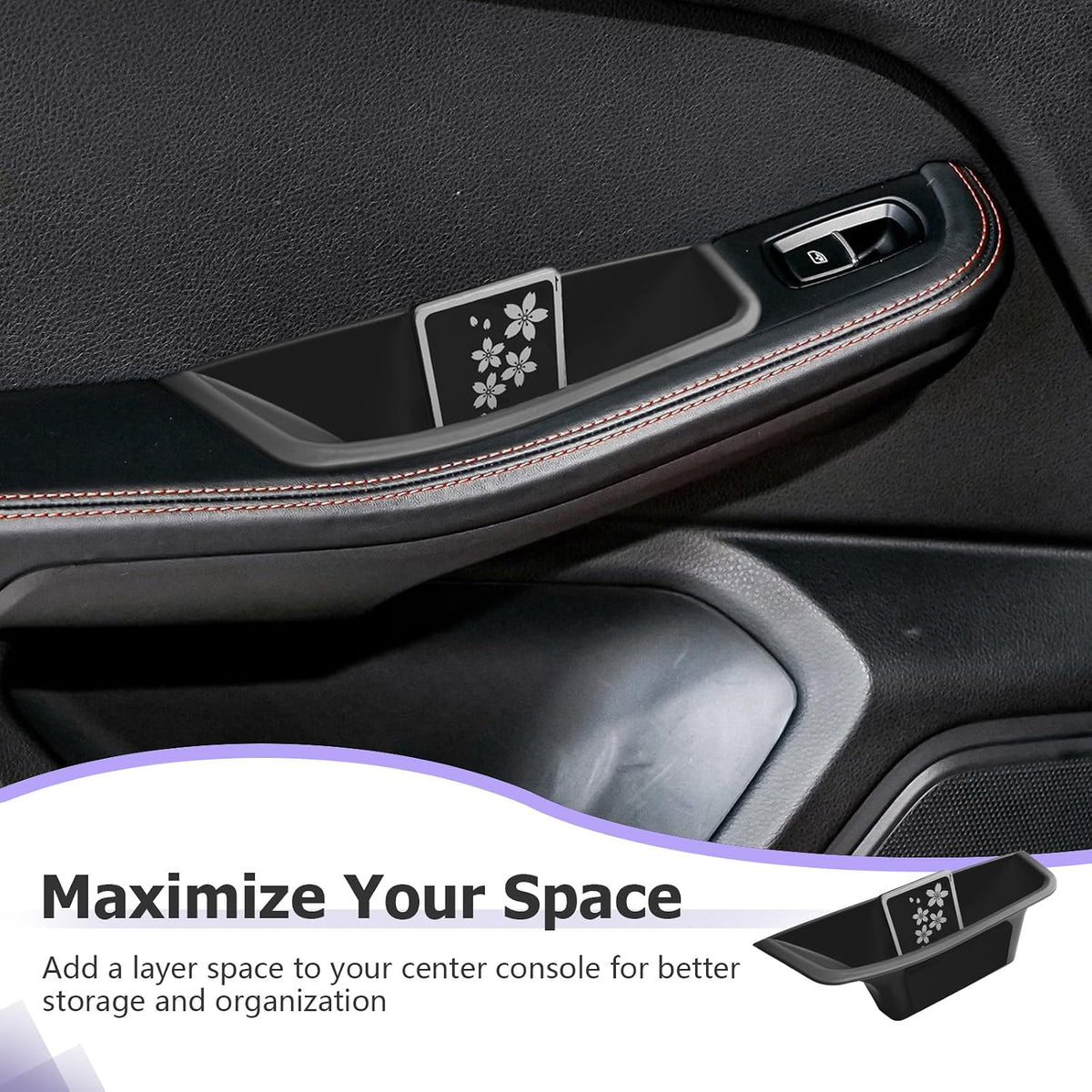 LUWU Door Tray Organizer Compatible with 2015-2026 Porsche Macan S/T/GTS Accessories Center Console Organizer Armrest Console Storage Box Insert Tray ABS Material Black 4PCS (Not for Macan EV)