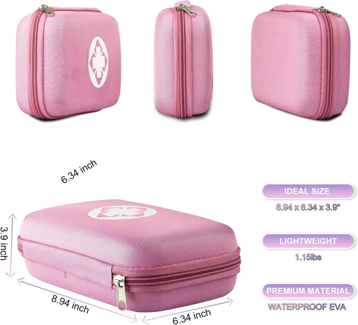 First Aid Kit 277PCS Car Home Camping Essentials Pink Emergency Kit YIDERBO
