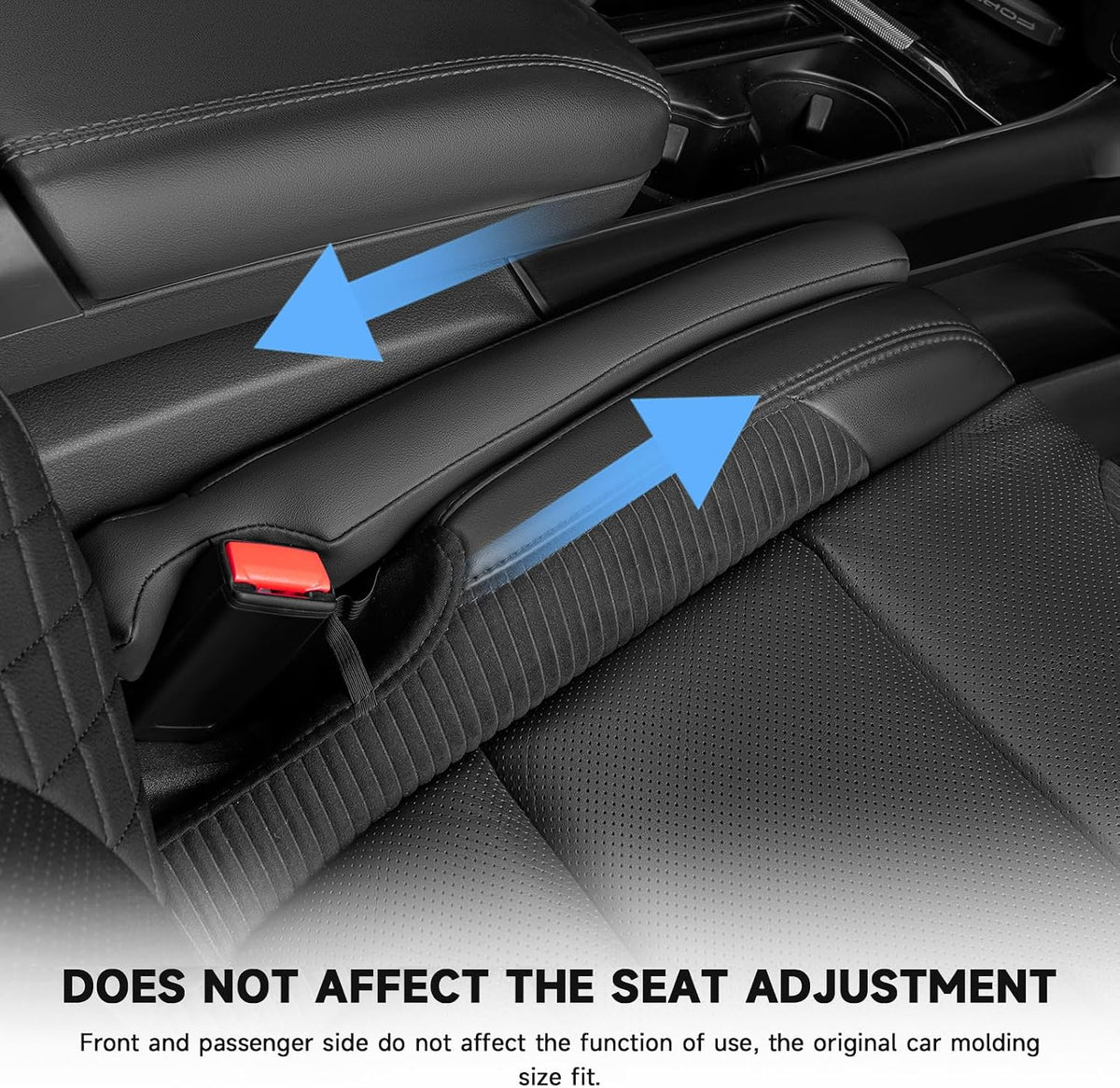 Car Seat Gap Filler, 2 Pack Leather Universal Gap Stopper for Car Truck SUV to Block The Gap Between Seat and Console Organizer Stop Things from Dropping, Black