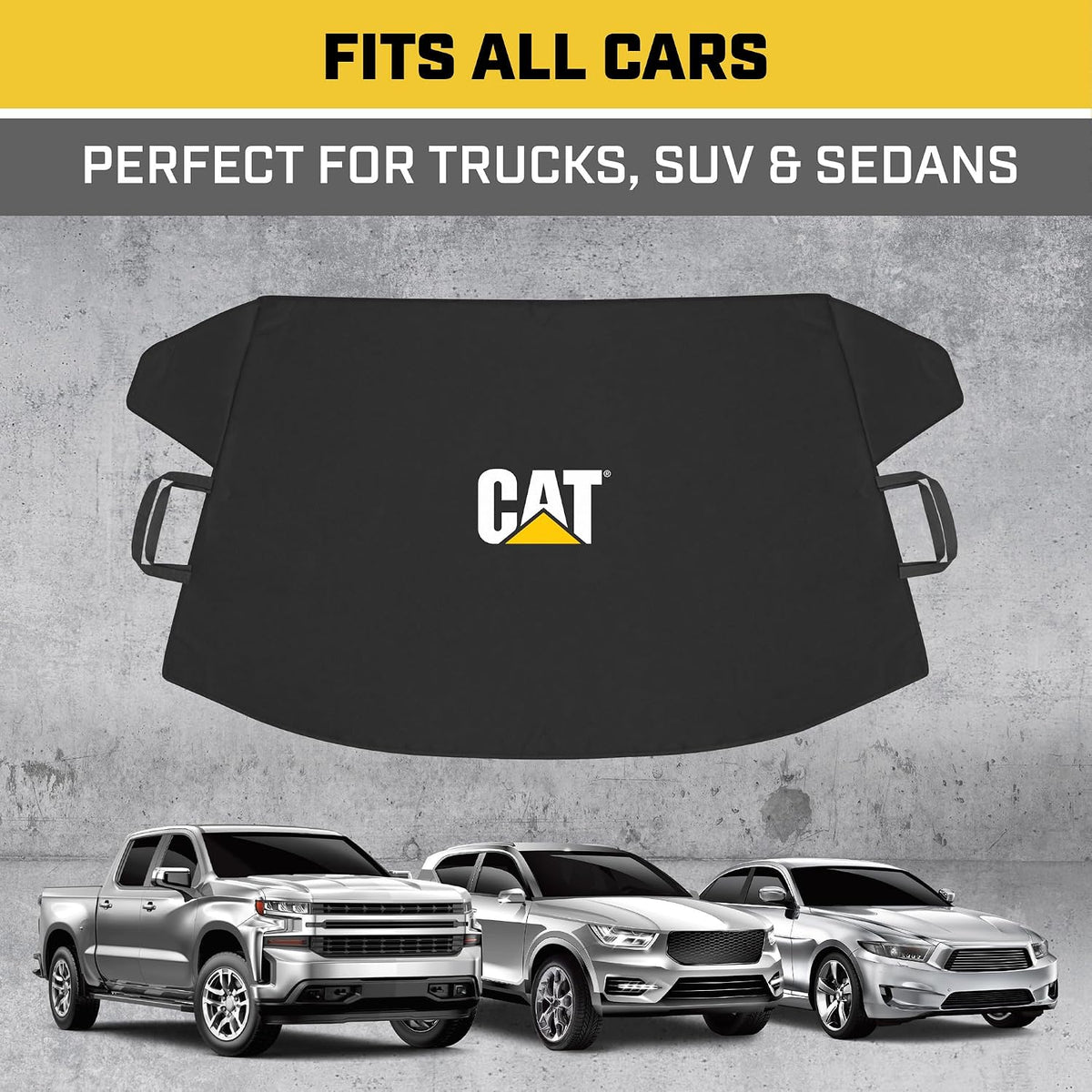 Cat® Windshield Snow Cover, Toughest Car Frost Protector for Ice & Sleet, Weatherproof for Winter, Includes Anti-Theft Straps, Freeze Protector for Auto Car Truck Van SUV, Wide Size 78"x45" inch,Black
