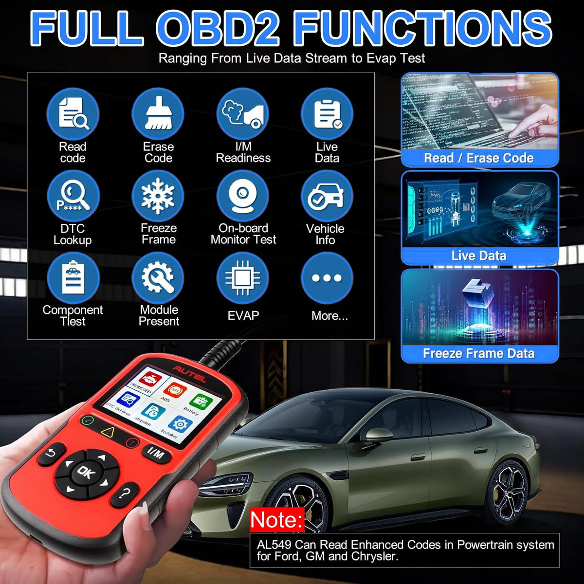 Autel AL549 OBD2 Scanner Code Reader with ABS Diagnostic & Battery Test