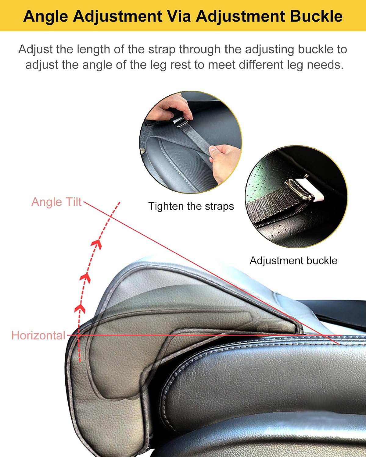 Car Seat Extender Leg Support, Upgraded Car Driver Seat Leg Support Extender - Heighten & Lengthen, Universal Car Leg Extender Pillow for Cars Buses Trains Office Home (Large)