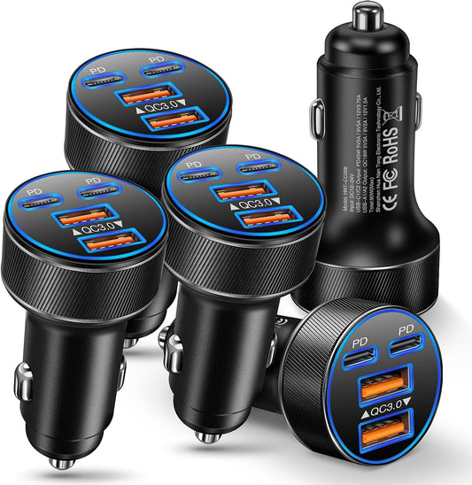 USB C Car Charger, Multi Port 90W Fast Charging Cigarette Lighter Adapter
