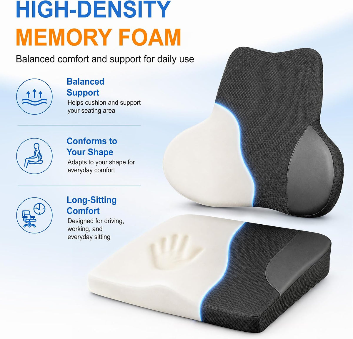 Lofty Aim Car Seat Cushion and Lumbar Support Pillow Set, Car Back Support