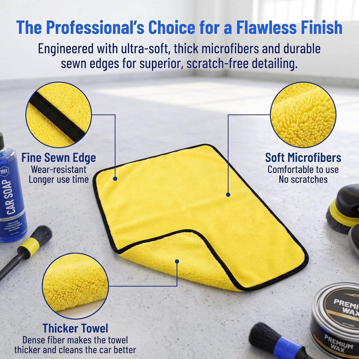 Complete Car Detailing Kit 15 Pieces, Includes Wash Mitt, Microfiber Towels, Wheel Brush, Detail Brushes & Portable Carry Bag