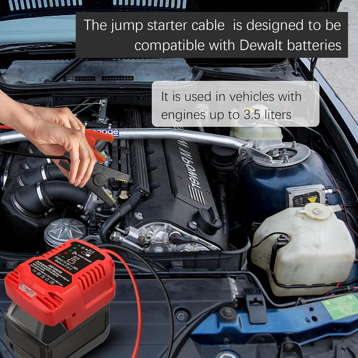 Car Jumper Starters Adapter for Milwaukee for M18 Battery, 11AWG Cable Convert to Jumper Starter Automotive Booster, Jump kit Cable for Car Batteries (NO Battery)